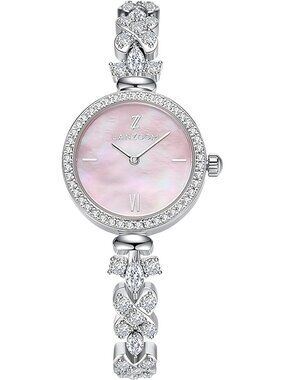 Lanzoom Women's Silver Pink Analog Quartz Retro Stainless Steel Filled Watch
